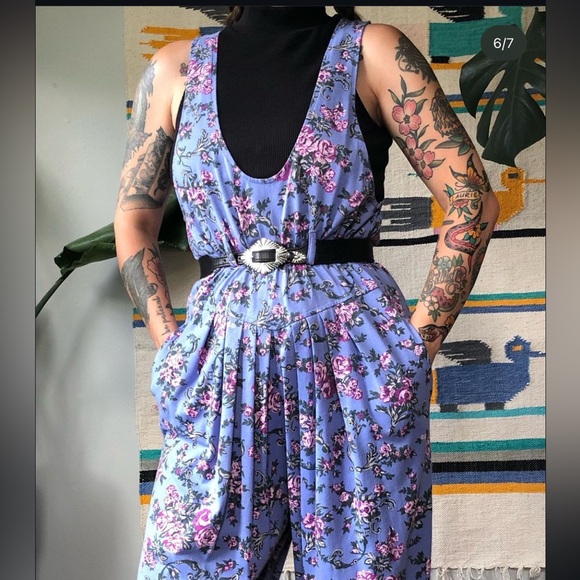 Vintage Retro 80's Floral Jumpsuit - Picture 5 of 6